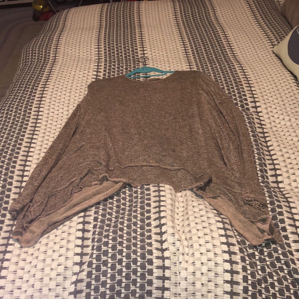 Free people open back long sleeve blouse